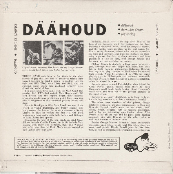 Clifford Brown And Max Roach : Däähoud (7", EP)