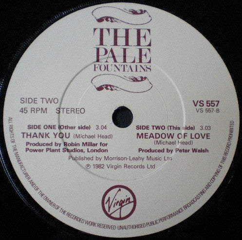 The Pale Fountains : Thank You (7", Single, Pap)
