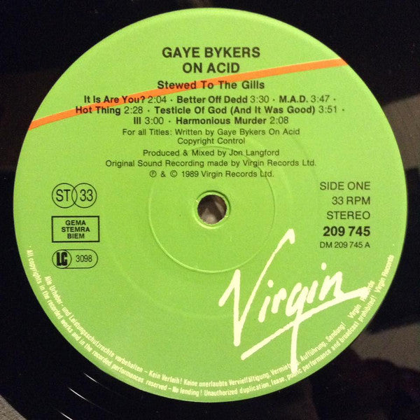 Gaye Bykers On Acid : Stewed To The Gills... (LP, Album)