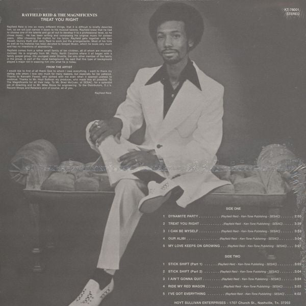 Rayfield Reid & The Magnificents (7) : Treat You Right (LP, Album, RE)