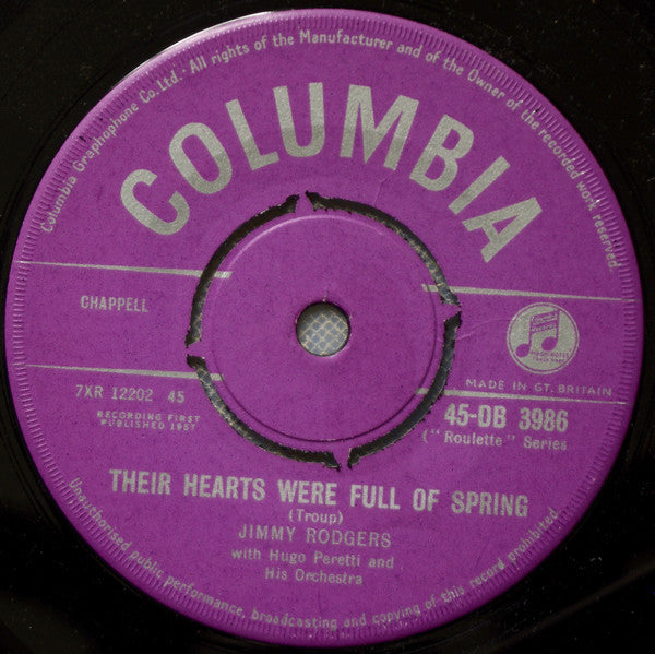 Jimmie Rodgers (2) with The Hugo Peretti Orchestra : Honey Comb (7", Single)