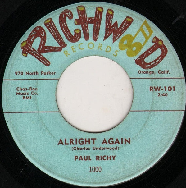 Paul Richy : Framed / Alright Again (7")
