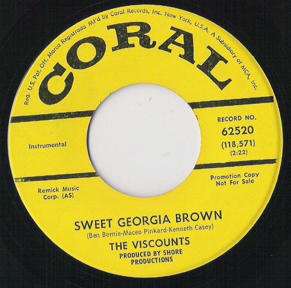 The Viscounts : Sweet Georgia Brown (7", Single, Promo, Glo)