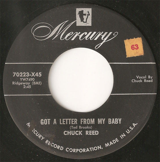 Chuck Reed (3) : Got A Letter From My Baby / I Have A Secret (7", Single)
