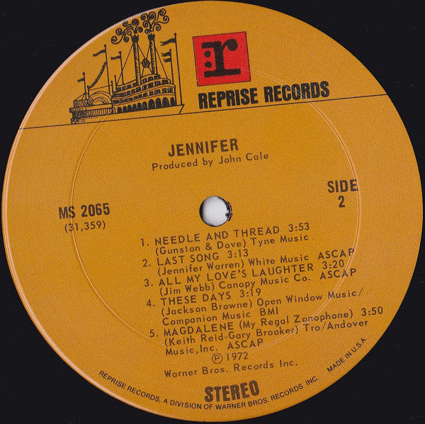 Jennifer Warnes : Jennifer (LP, Album, San)