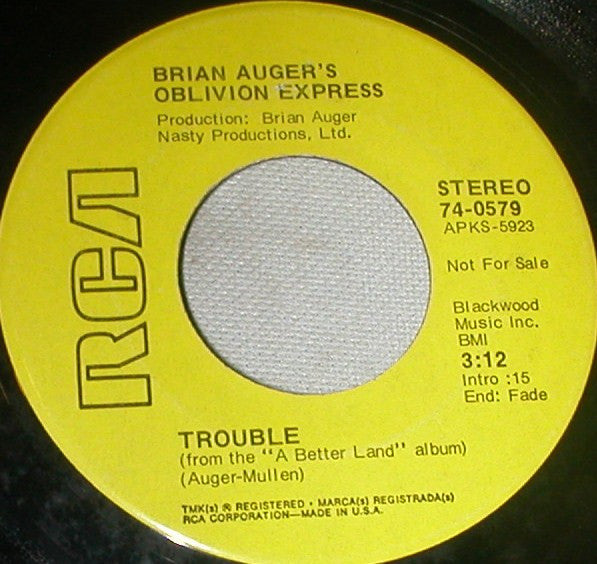 Brian Auger's Oblivion Express : Marai's Wedding (7", Single, Promo)