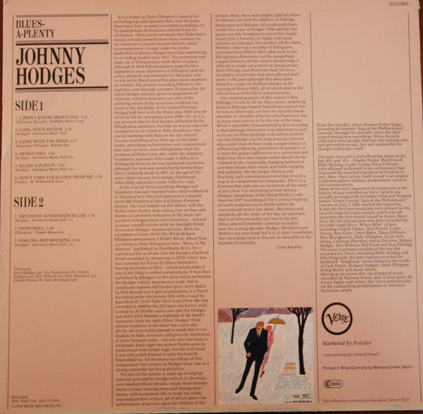 Johnny Hodges : Blues-A-Plenty (LP, RE)