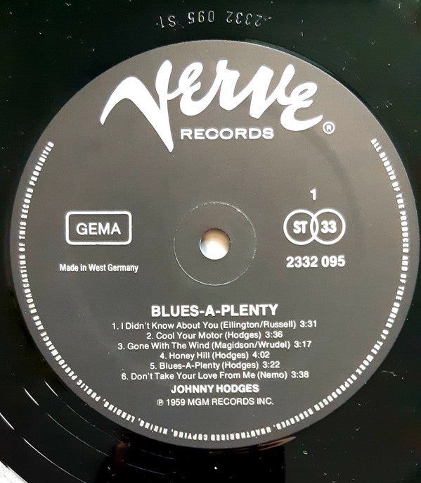 Johnny Hodges : Blues-A-Plenty (LP, RE)