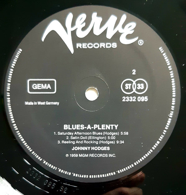 Johnny Hodges : Blues-A-Plenty (LP, RE)