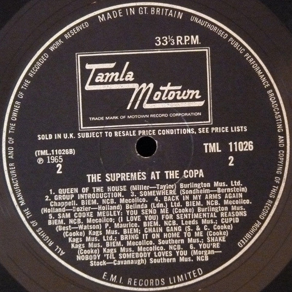 The Supremes : At The Copa (LP, Album, Mono)