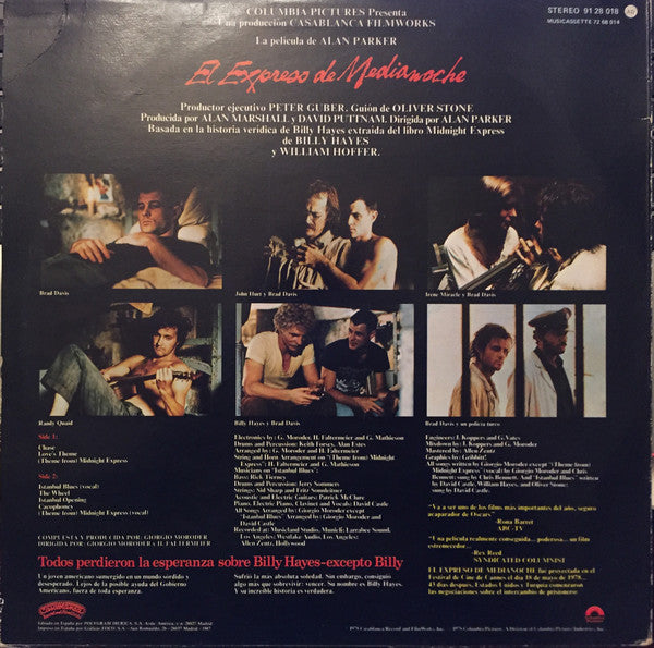 Giorgio Moroder : El Expreso De Medianoche (Banda Sonora Original De La Película) (LP, Album)