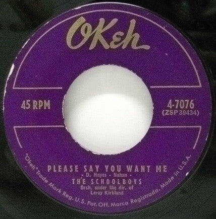 The Schoolboys : Shirley / Please Say You Want Me (7", Single)