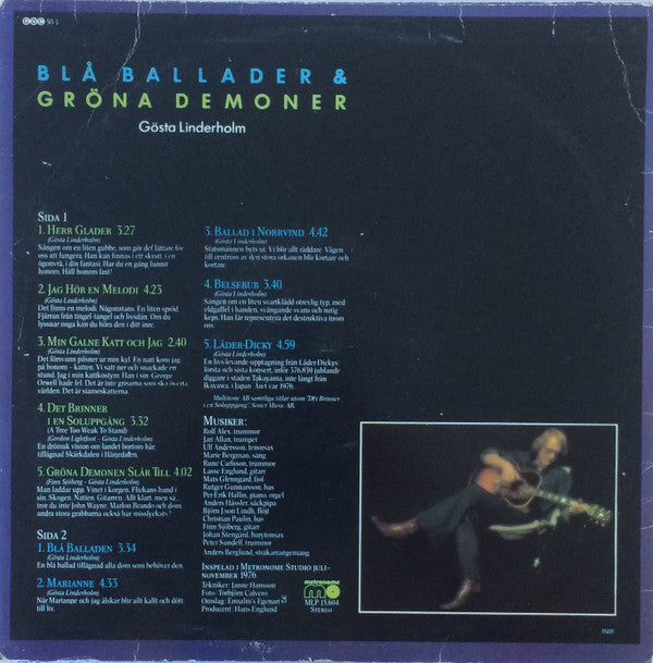 Gösta Linderholm : Blå Ballader & Gröna Demoner (LP, Album)