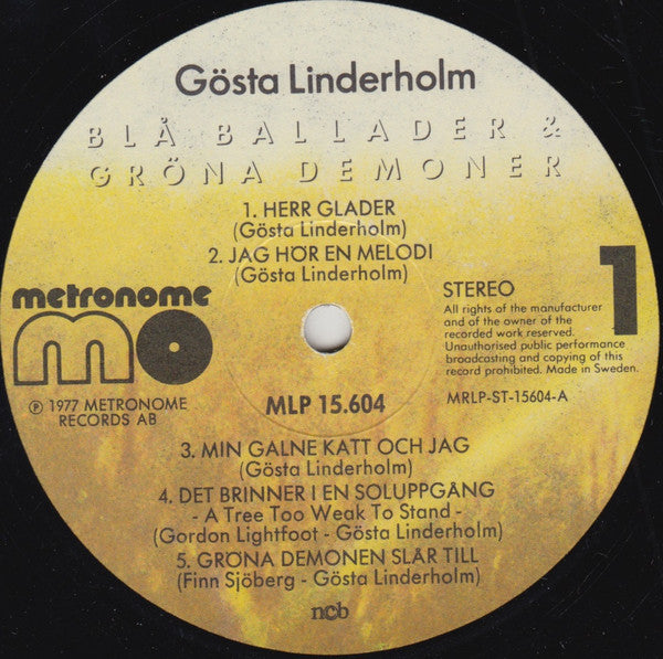 Gösta Linderholm : Blå Ballader & Gröna Demoner (LP, Album)
