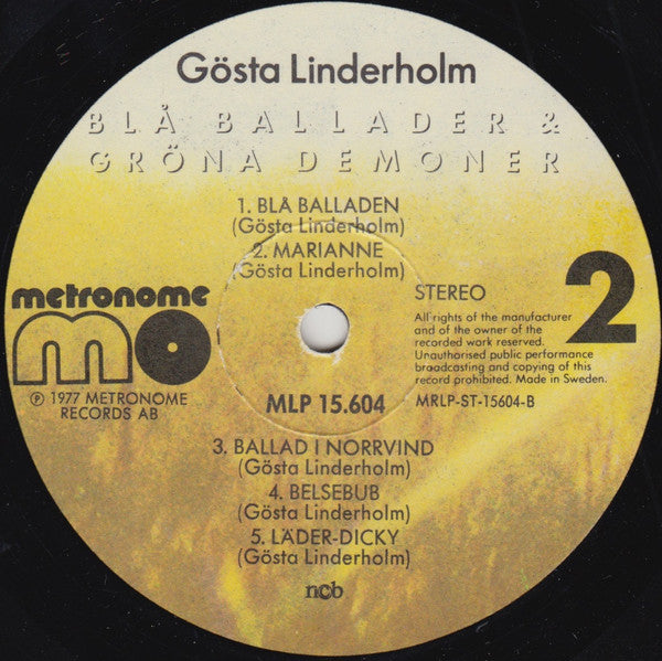 Gösta Linderholm : Blå Ballader & Gröna Demoner (LP, Album)