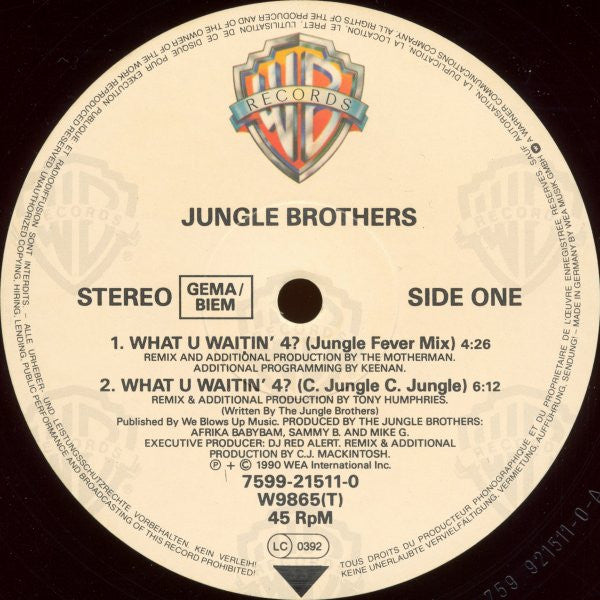 Jungle Brothers : What 'U' Waitin' 4? (12", Single)