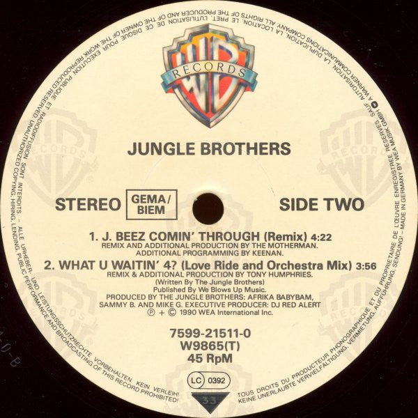 Jungle Brothers : What 'U' Waitin' 4? (12", Single)