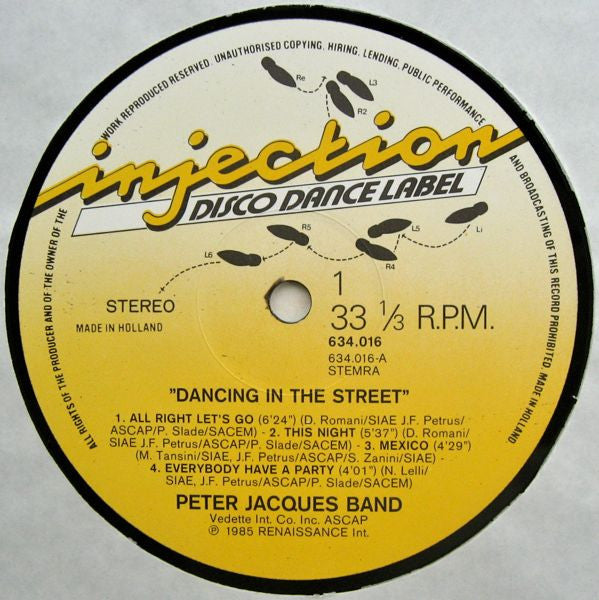 Peter Jacques Band : Dancing In The Street (LP, Album)