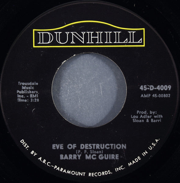 Barry McGuire : Eve Of Destruction / What Exactly's The Matter With Me (7", Single)