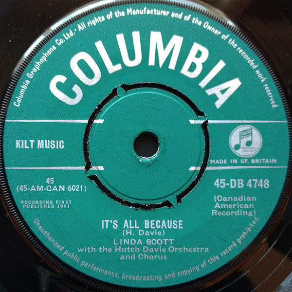 Linda Scott, Hutch Davie Orchestra : I Don't Know Why (7")
