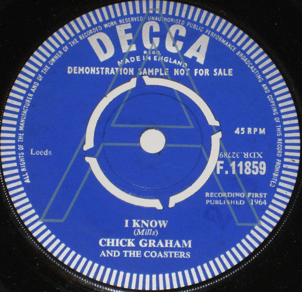 Chick Graham And The Coasters : I Know (7", Single, Promo)