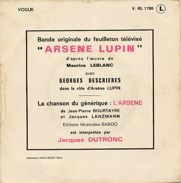 Jacques Dutronc / Georges Raudi Et Son Orchestre : L'Arsène (7", Single)