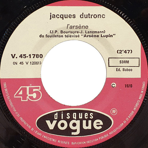 Jacques Dutronc / Georges Raudi Et Son Orchestre : L'Arsène (7", Single)