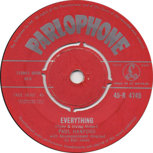 Paul Hanford (2) : Everything (7", Single)