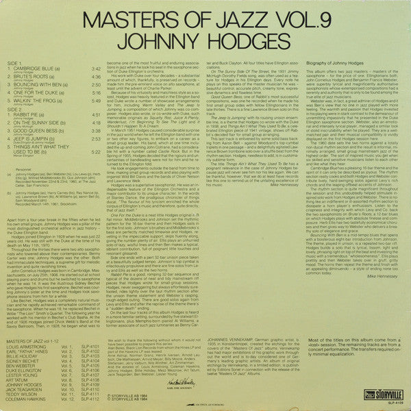 Johnny Hodges : Master Of Jazz (LP, Album)