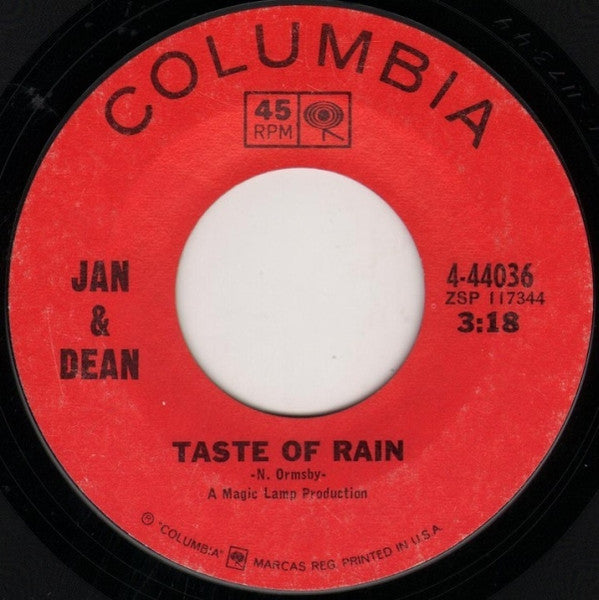 Jan & Dean : Yellow Balloon / Taste Of Rain (7", Single, Styrene)