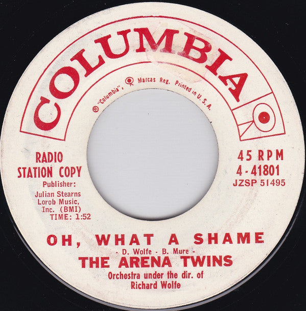 The Arena Twins : Oh What A Shame / Notify The F.B.I. (7", Promo)