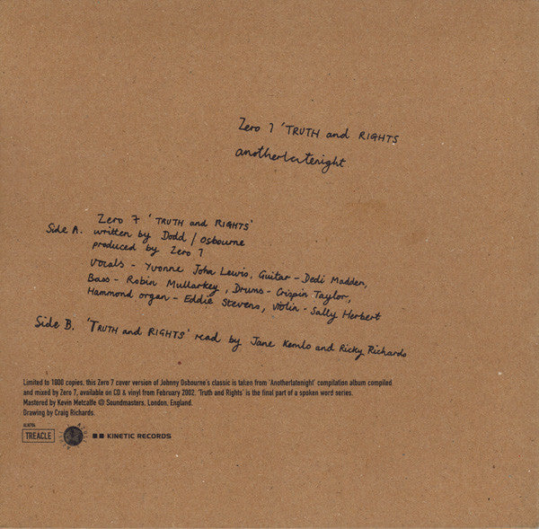 Zero 7 : AnotherLateNight: Truth And Rights  (7", Single, Ltd)