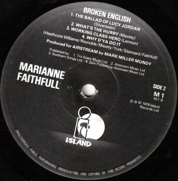 Marianne Faithfull : Broken English (LP, Album, Mon)