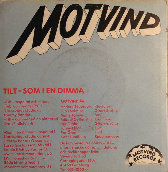 Motvind : Tilt (7", Single)