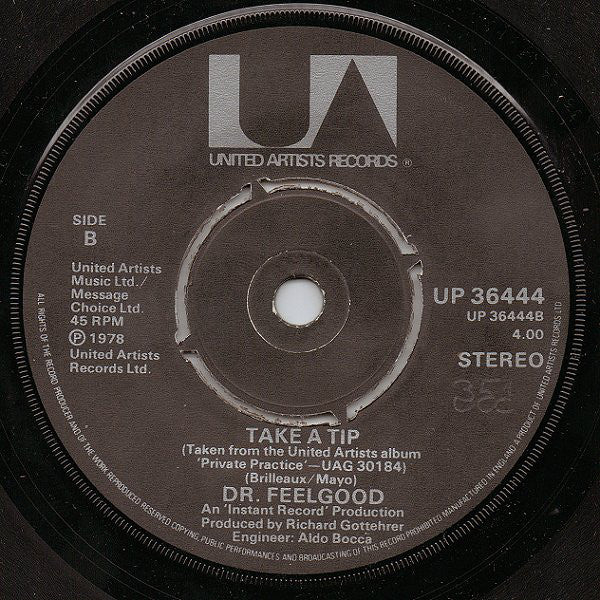 Dr. Feelgood : Down At The Doctors (7", Single)