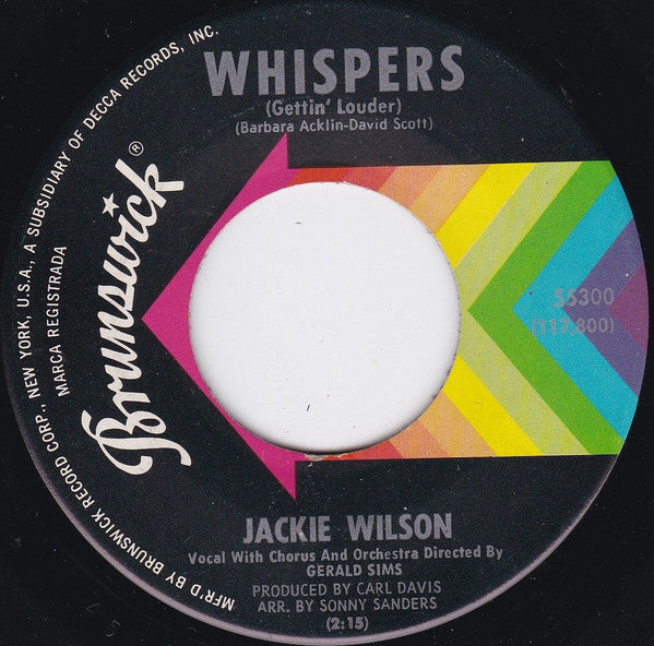 Jackie Wilson : Whispers (7", Pin)