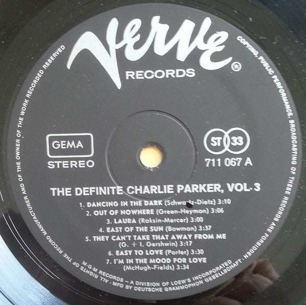 Charlie Parker : The Definite Charlie Parker Vol. 3 (LP, Comp)