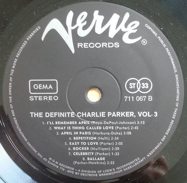 Charlie Parker : The Definite Charlie Parker Vol. 3 (LP, Comp)