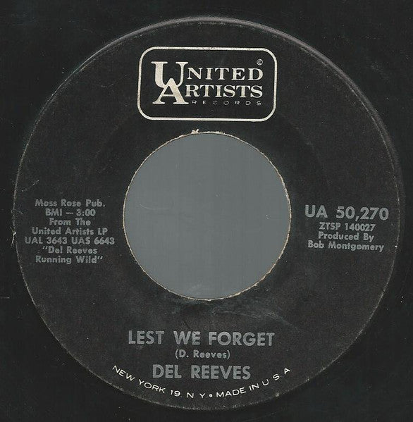 Del Reeves : Wild Blood / Lest We Forget (7", Single)