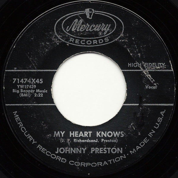 Johnny Preston : Running Bear / My Heart Knows (7", Single, Styrene)