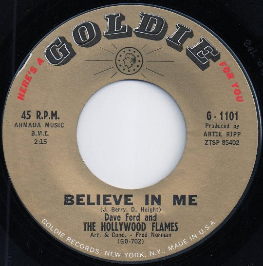 David Ford (5) And The Hollywood Flames : Believe In Me / Elizabeth (7", Single, Styrene)