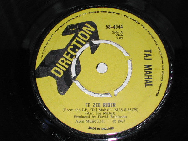 Taj Mahal : Eee Zee Rider / You Don't Miss Your Water (7")