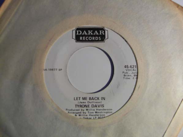 Tyrone Davis : Let Me Back In (7", Single, Promo)