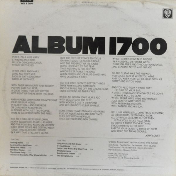 Peter, Paul & Mary : Album 1700 (LP, Album, RP)