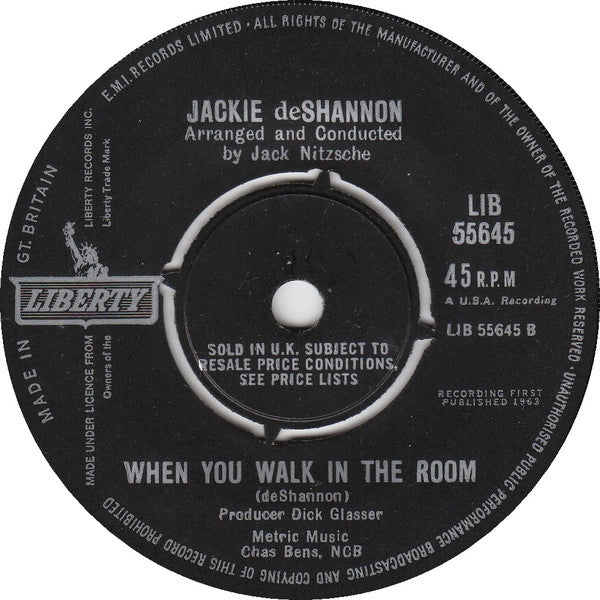 Jackie DeShannon : When You Walk In The Room (7")