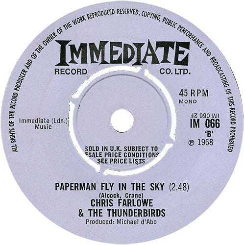 Chris Farlowe, Chris Farlowe & The Thunderbirds : The Last Goodbye (7", Single, Mono)