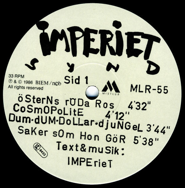 Imperiet : Synd (LP, Album, Aud)