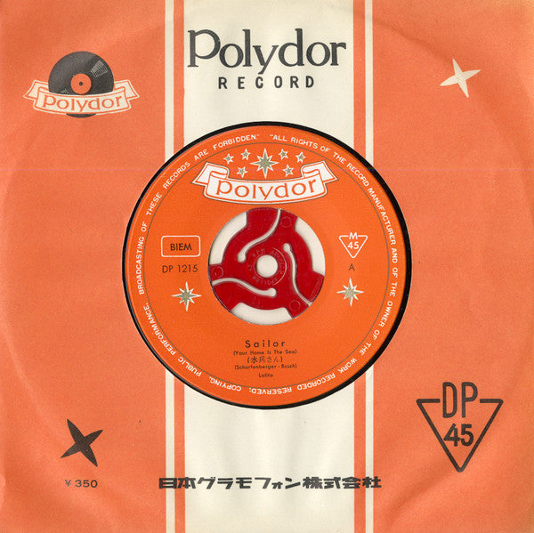 Lolita (3) With Orchester Werner Scharfenberger : Sailor (Your Home Is The Sea) (7", Single)