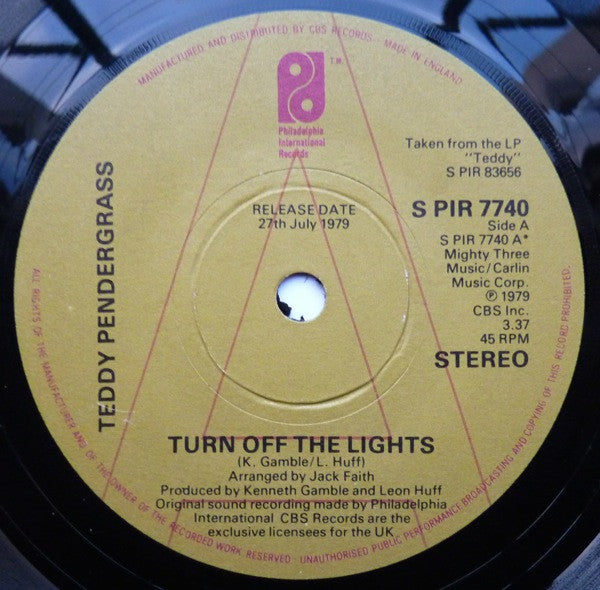 Teddy Pendergrass : Turn Off The Lights (7", Promo)