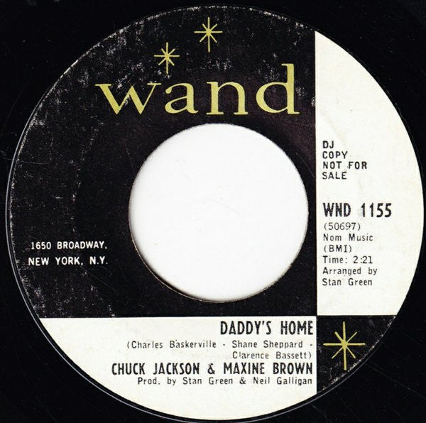 Chuck Jackson & Maxine Brown : Daddy's Home / Don't Go (7", Single, Promo)